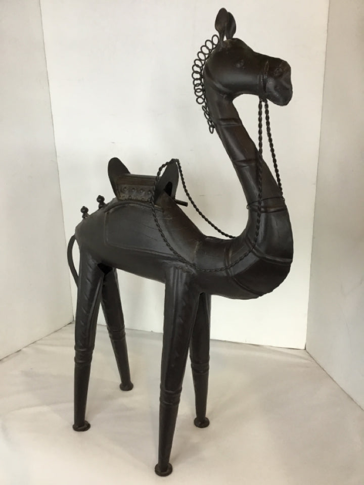 Hand Crafted Black Metal Camel Sculpture