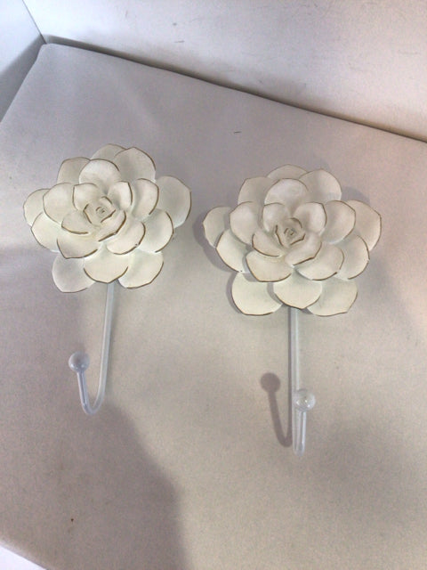 Pair Flower White Wall Hook