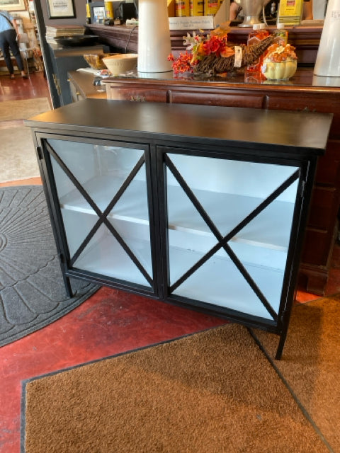 Accent Black Metal/Glass 2 Door As Is Cabinet