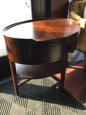 Tiered Wood Drawer Oval Brown Table