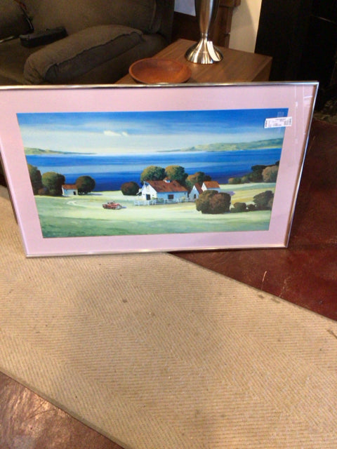 Green/Blue Barn Framed Art