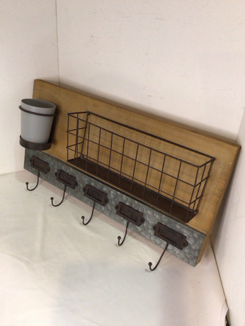 Industrial Wood/Metal Tan/Gray Organizer