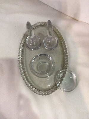 4 Piece Set Clear Glass Vanity Set