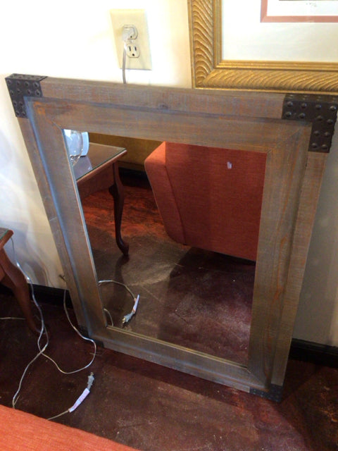 Rustic Brown Wood/Metal Mirror