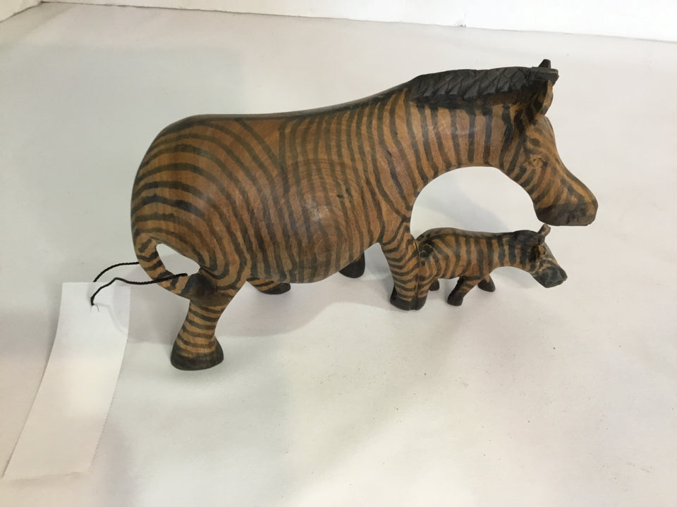 Brown/black Wood Zebra Figurine
