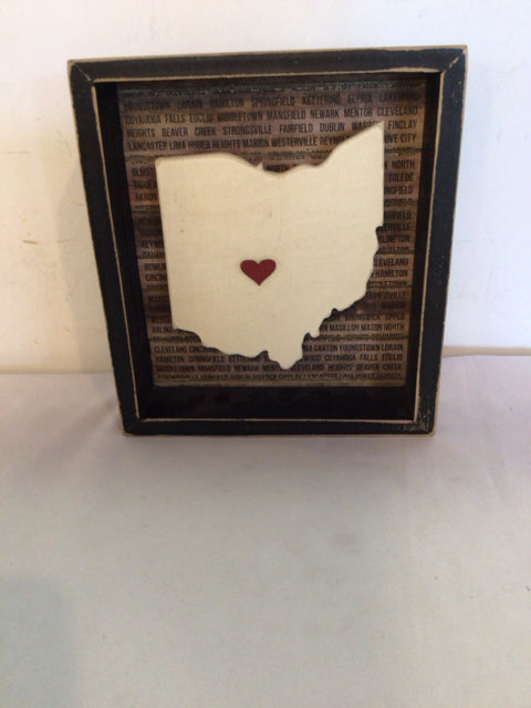 Wood Ohio White/Black Wall Decoration Art