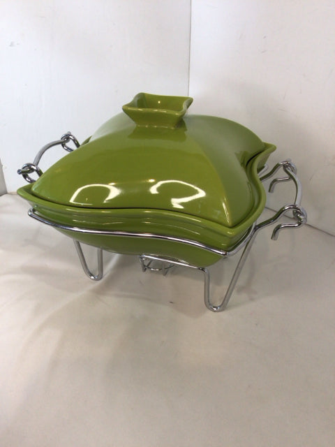 Chafing Dish Green Ceramic Serving Dish