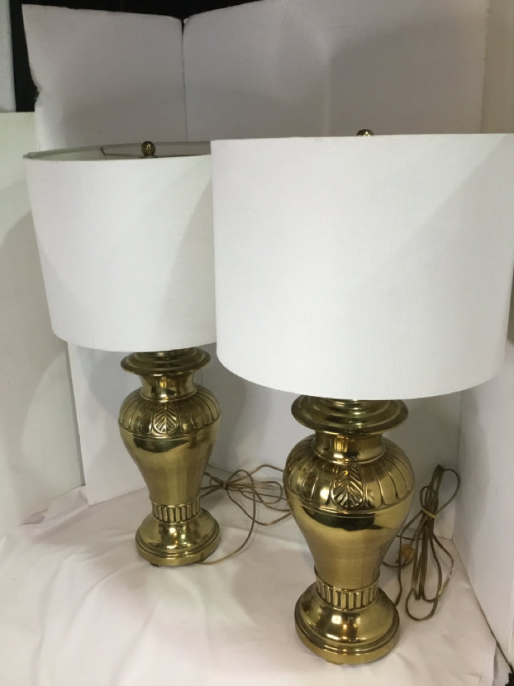 Pair Gold Metal Lamp Set