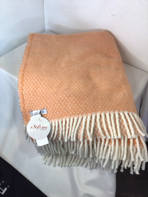 Orange/White Cotton Fringe Throw
