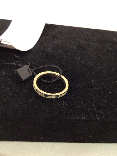 White Gold Silver/Green Emerald Ring