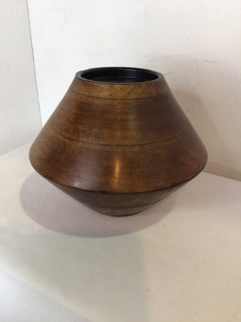 Crate & Barrel Brown Wood Candle Holder