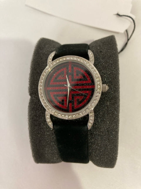 Red/Black Rhinestone Oriental Watch