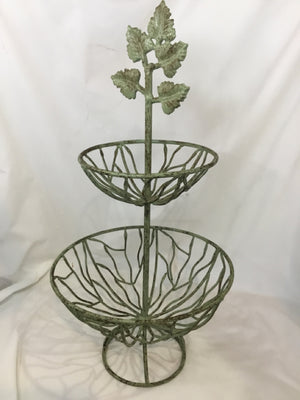 Tiered Green Metal Basket