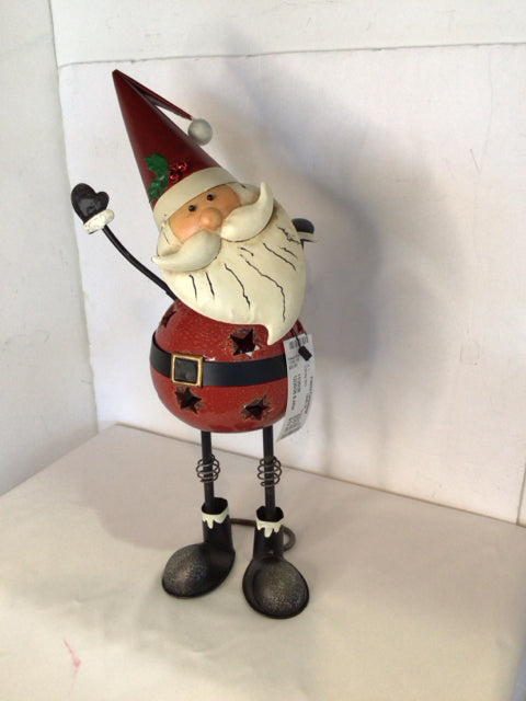 Bobble Head Red/Black Metal Santa Holiday Item