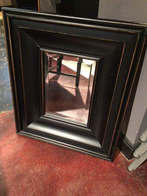 Rustic Black Beveled Mirror