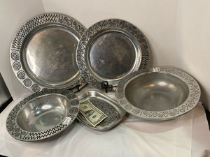 Wilton Armetale Bowl Pewter Reggae 5 Piece Set Plate