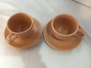 Fiesta Cups/Saucers Peach Stoneware Pair Cup Set