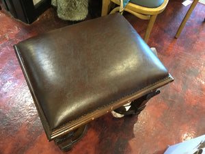 Traditional Brown Leather Criss Cross FootStool/Ottoman