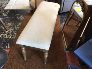 Wood Upholstered Seat Brown/Cream Bench