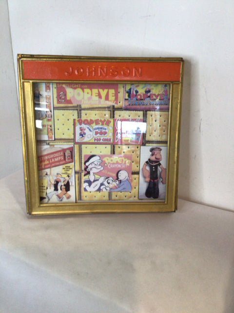 Vintage Yellow/Red Cartoon Shadow Box
