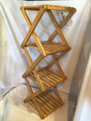 Folding Natural Wood 4 Tier Plant Stand