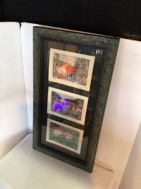 Signed Multi-Color House Framed Art