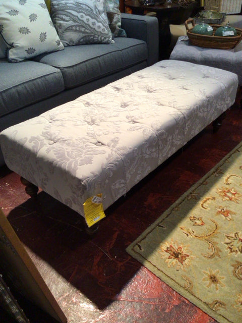 Vintage Polyester Tufted Bench Gray Stool/Foot Stool/Ottoman