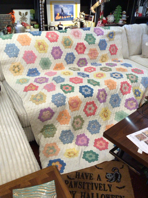 Vintage Multi-Color Cotton Quilt