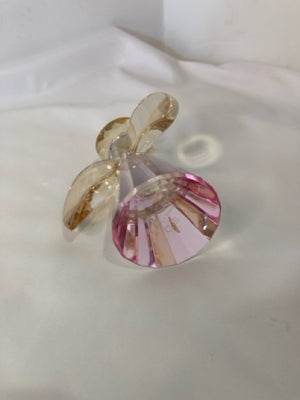 Pink/Clear Crystal Faceted Angel Holiday Item