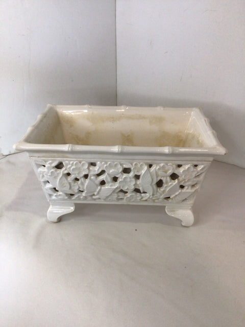 Vintage White Ceramic Planter
