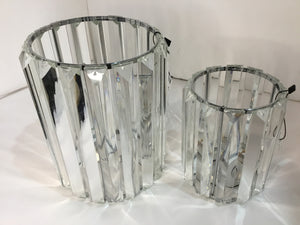 Pair Silver/Clear Metal/Glass Candle Holders