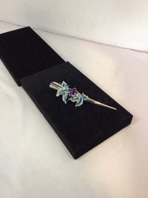Silver/Aqua Butterfly Hair Clasp