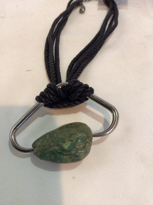 Rope Black/Green Stone Necklace