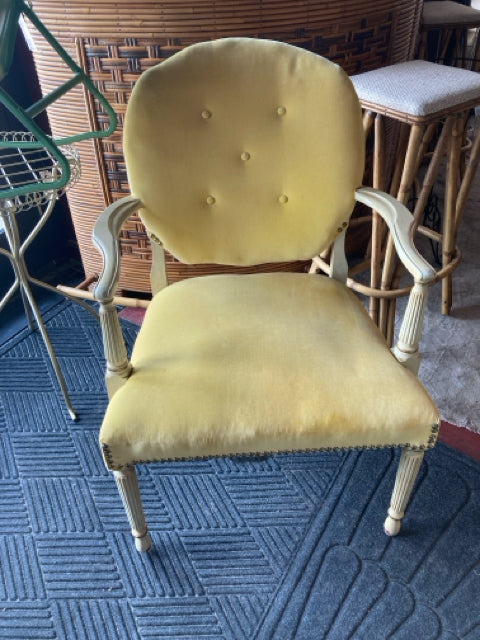 Vintage Velvet Open Arm As Is Yellow Chair