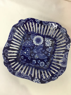 Oriental Blue/White Ceramic Floral Bowl