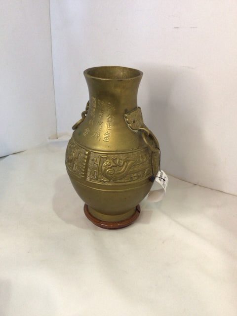 Chinese Bronze Brass Foo Dog Vase