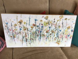 White/Multi Floral Stretch Canvas Art