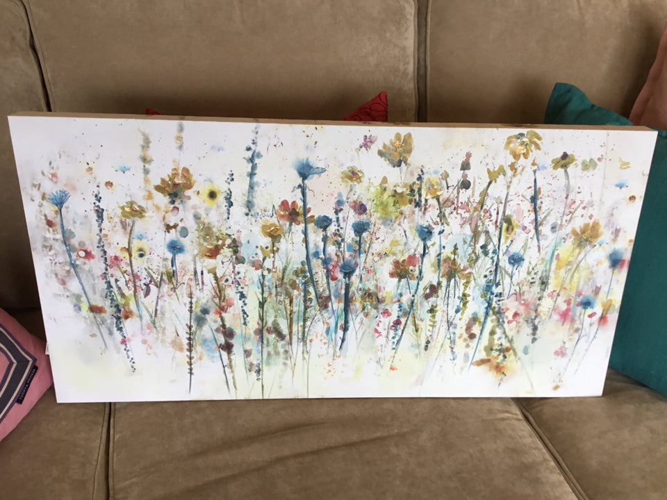 White/Multi Floral Stretch Canvas Art