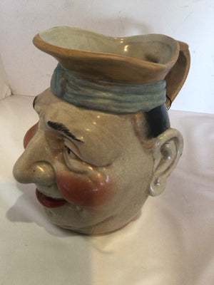 Majolica Tan/Green Ceramic Man Mug