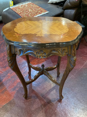 Vintage Wood Inlaid Brown Table