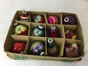 Shiny Brite Christmas Multi-Color Glass Ornaments Set of 12 Holiday Item
