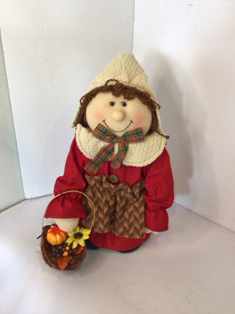 Fall Brown/Multi Cloth Figure Pilgrim Holiday Item