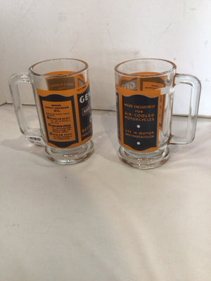 Harley Davidson Clear/Orange Glass Pair Mug Set