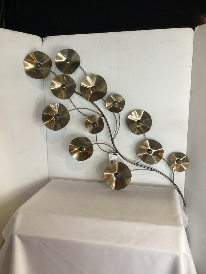Flower Brushed Silver Wall Decoration Art
