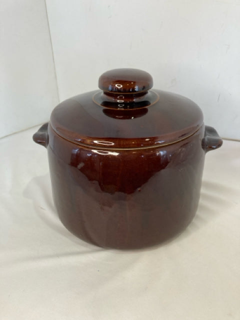 West Bend Bean Pot Brown Stoneware Lidded Crock