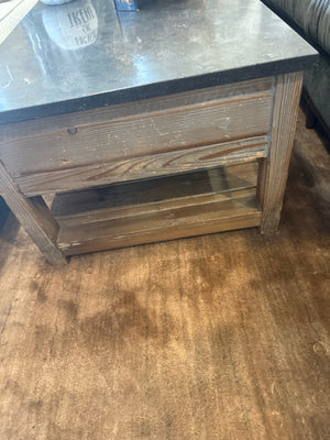 Pottery Barn Coffee Metal/Wood Brown/Gray Table