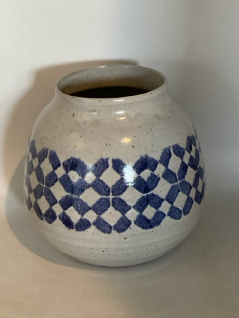 Pottery Barn Glazed Blue/Tan Clay Speckled Planter