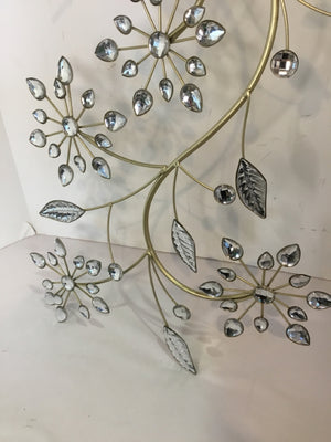 Crystal Floral Hanging Metallic Wall Decoration Art