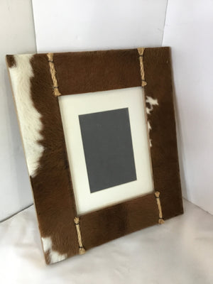 Brown/White Cowhide Picture Frame