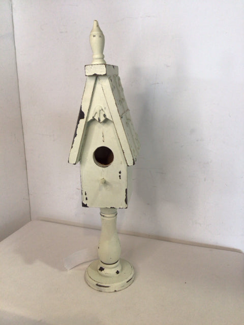 Cream Wood Bird House